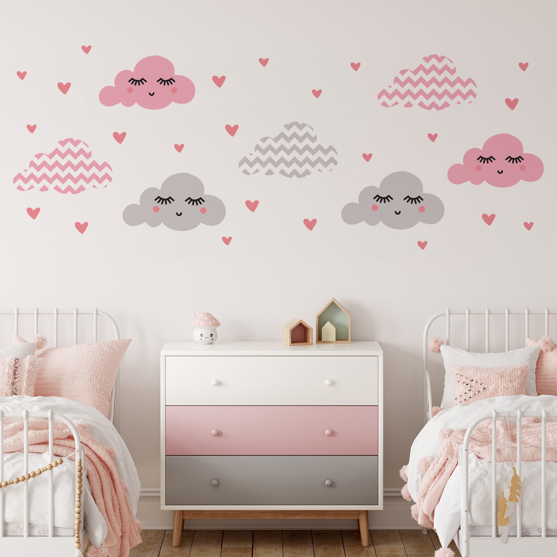 decoração quarto de gêmeos colorida e neutra