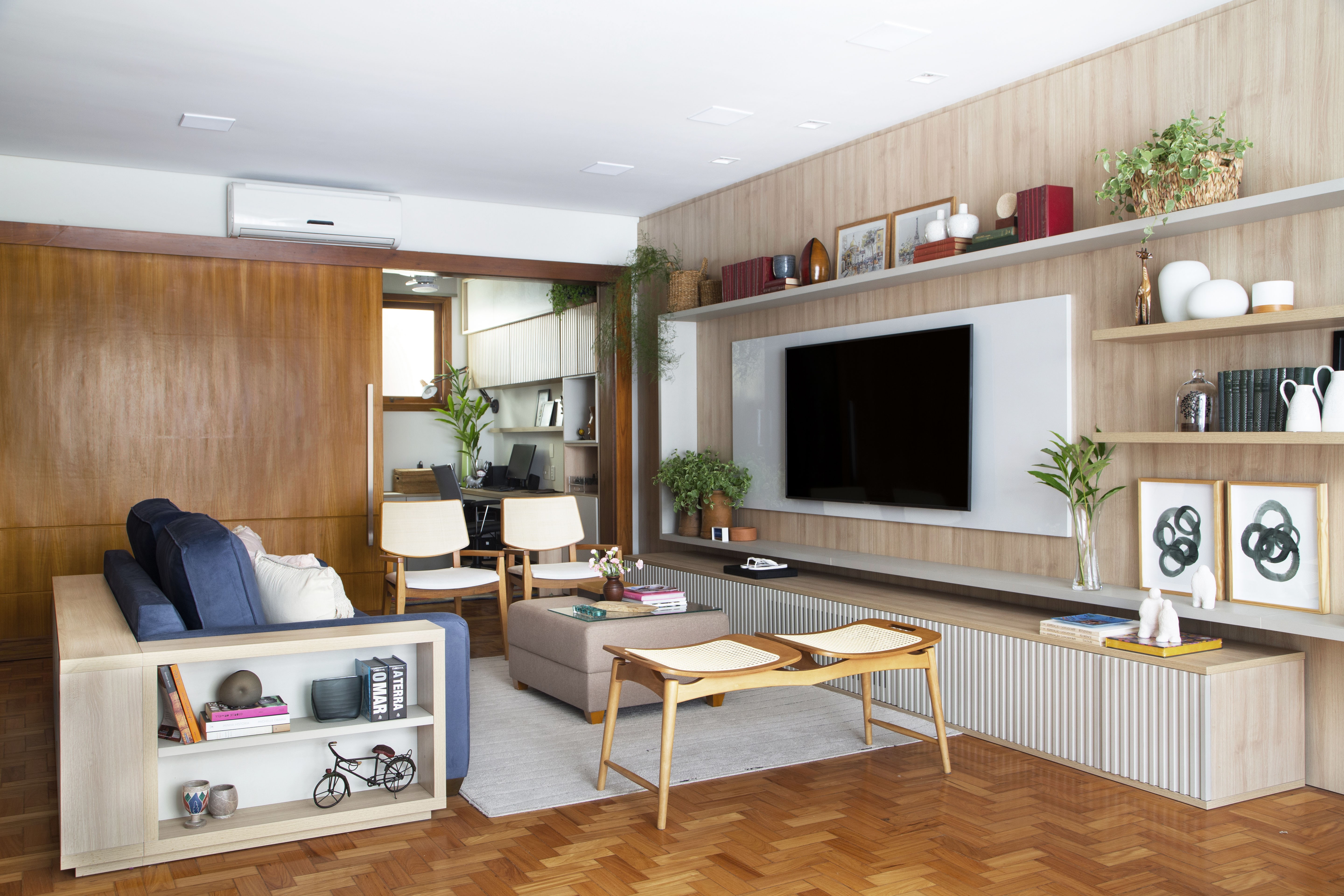 ideias de decoração para rack de sala pequena