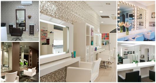 decoração de salão de beleza com espelho redondo led