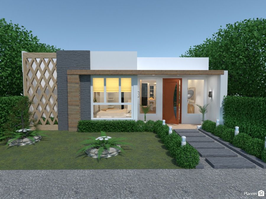 fachada de casa pequena moderna e elegante