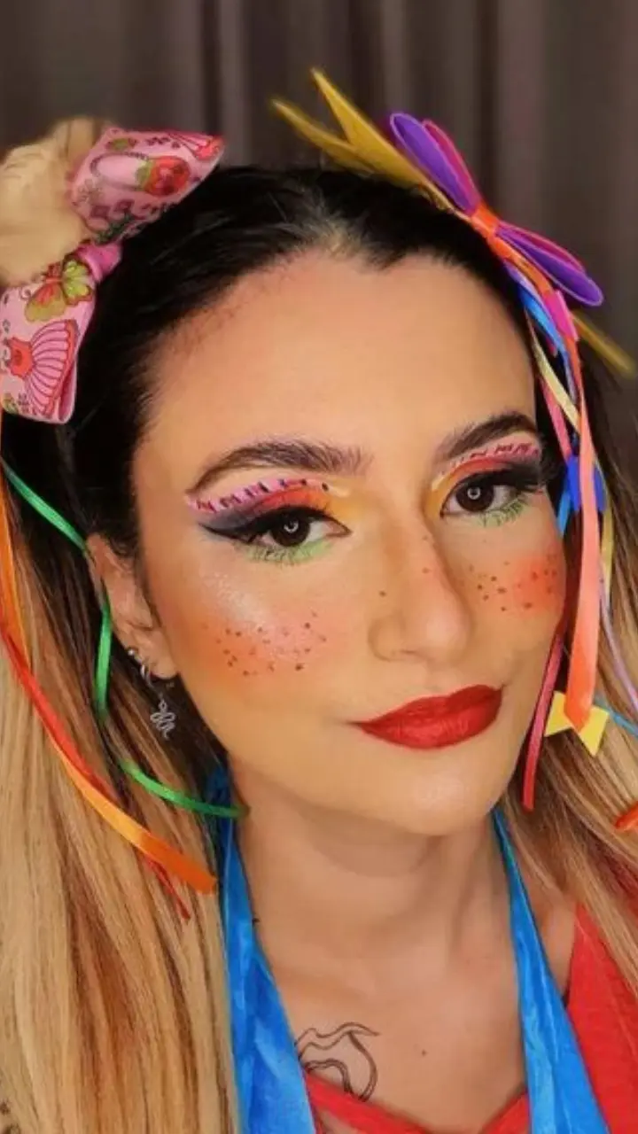 Maquiagem Festa Junina com glitter