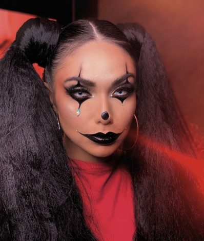 maquiagem de halloween com glitter