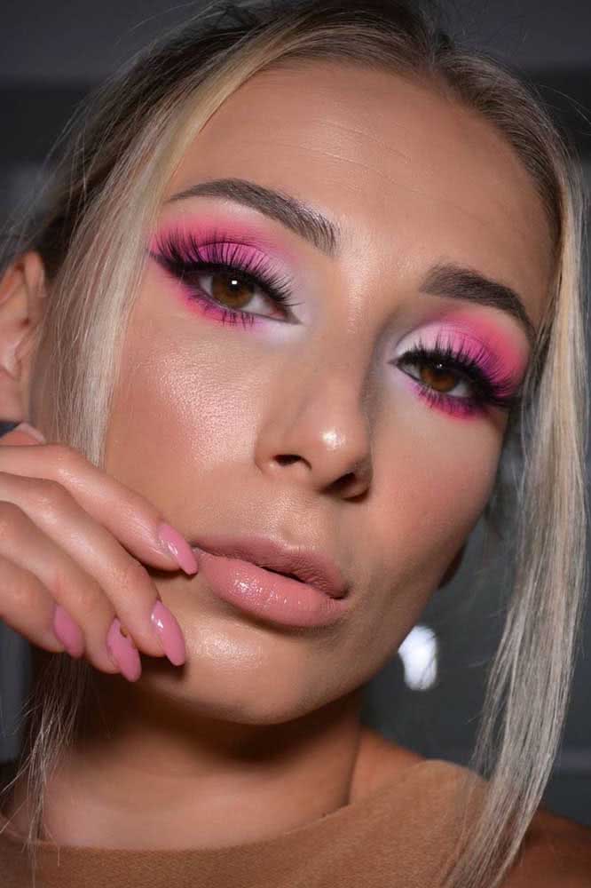 ideias de maquiagem rosa