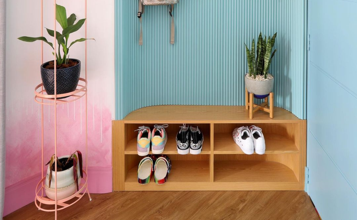 soluções DIY para sapateira de entrada