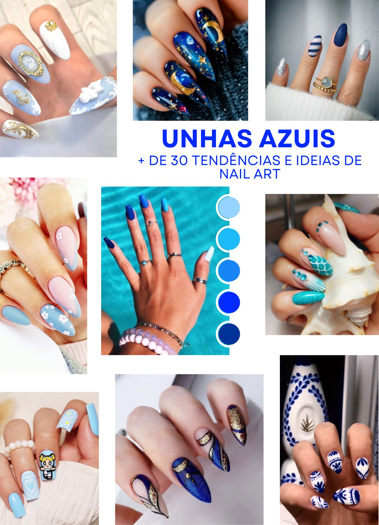 unha azul claro quadrada