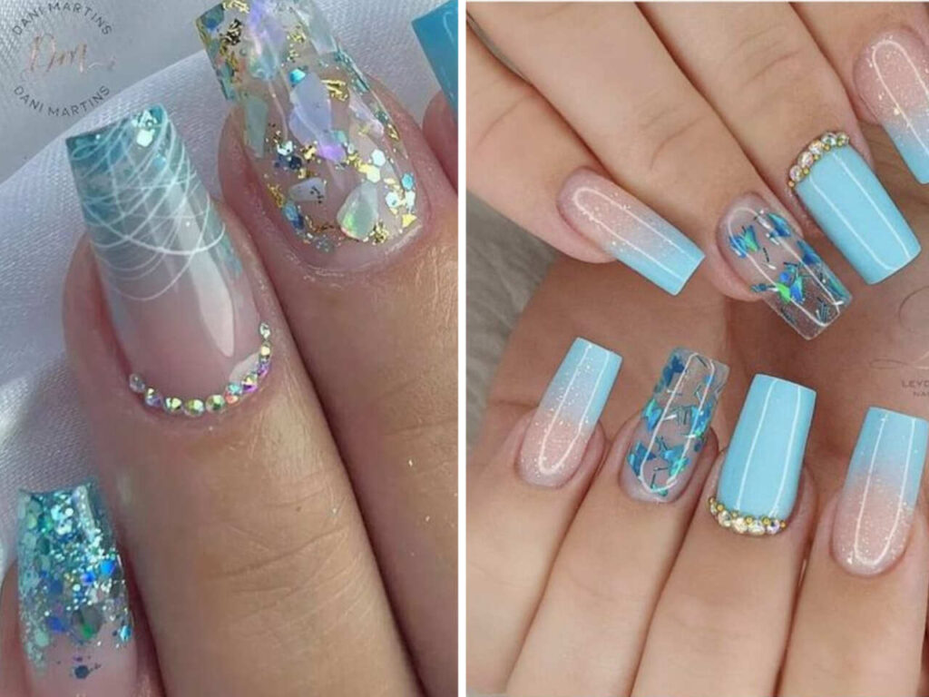 unha azul claro filha única