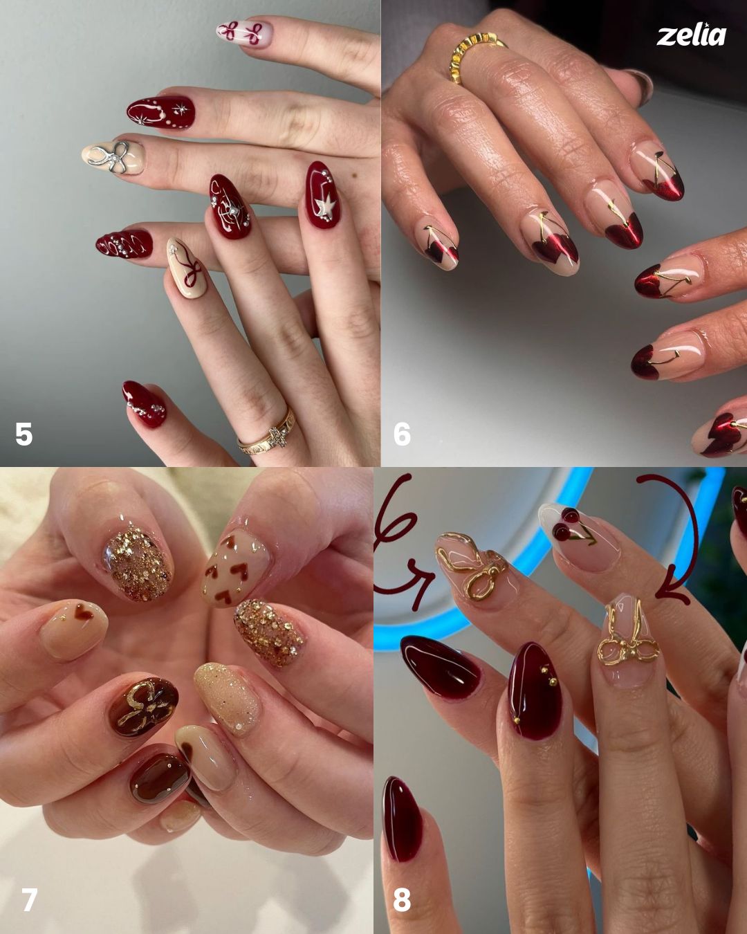 unhas com glitter natal