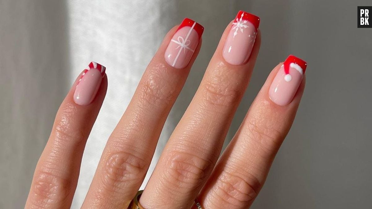 unhas com strass natal