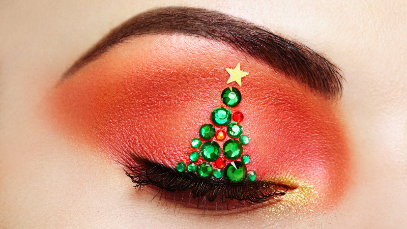 Maquiagem de Natal com strass