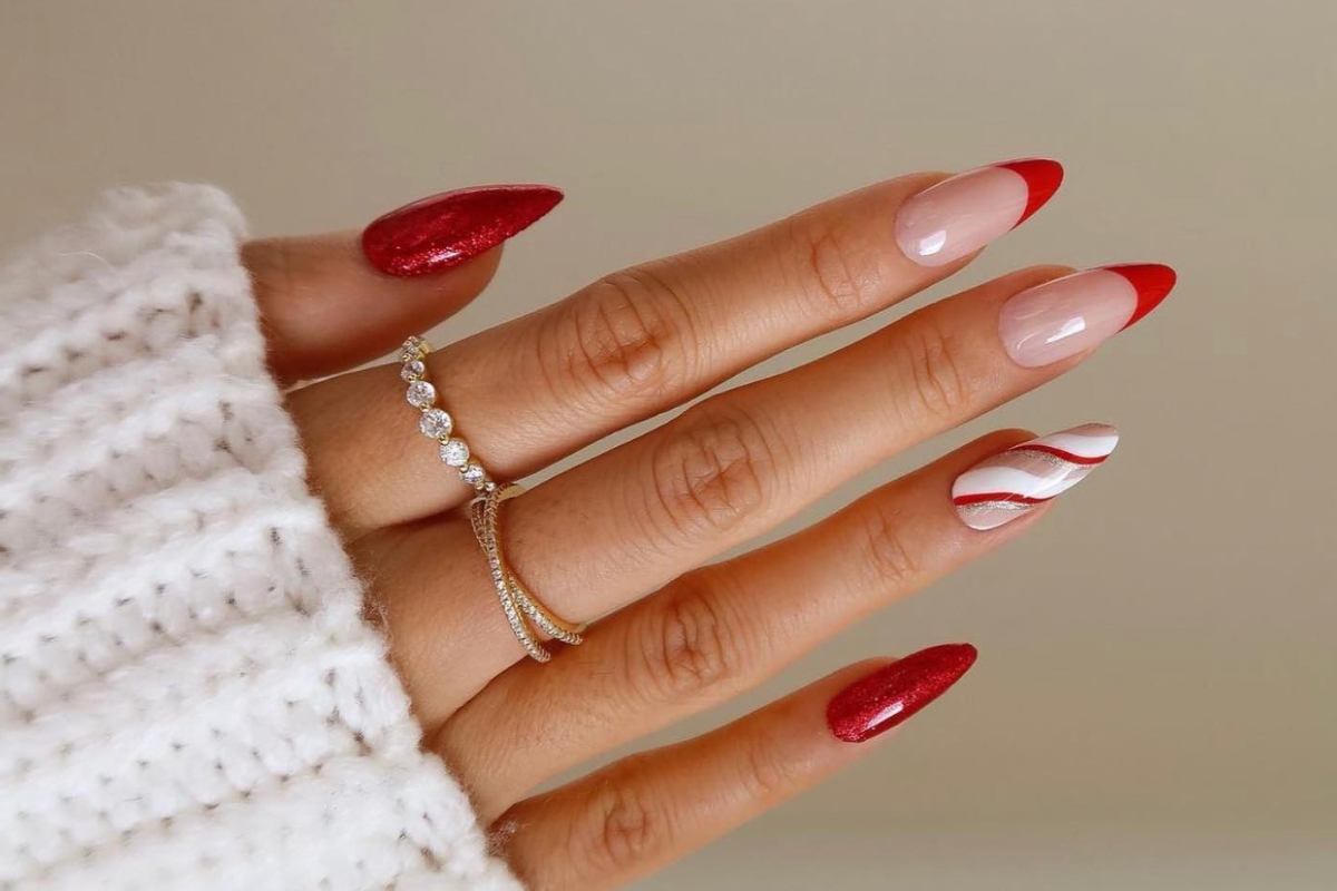 unhas francesinha glitter ano novo