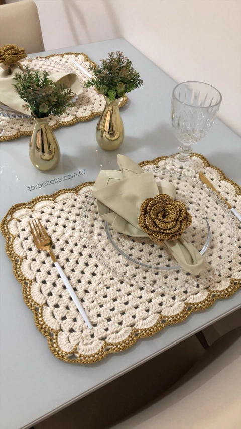 jogo americano de croche retangular