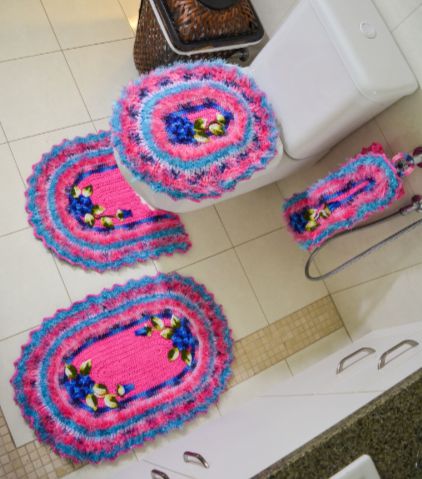 jogo de banheiro de croche com grafico