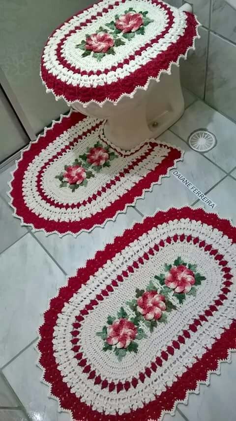 jogo de banheiro de croche com grafico