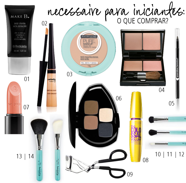 lista de maquiagem para iniciantes completa
