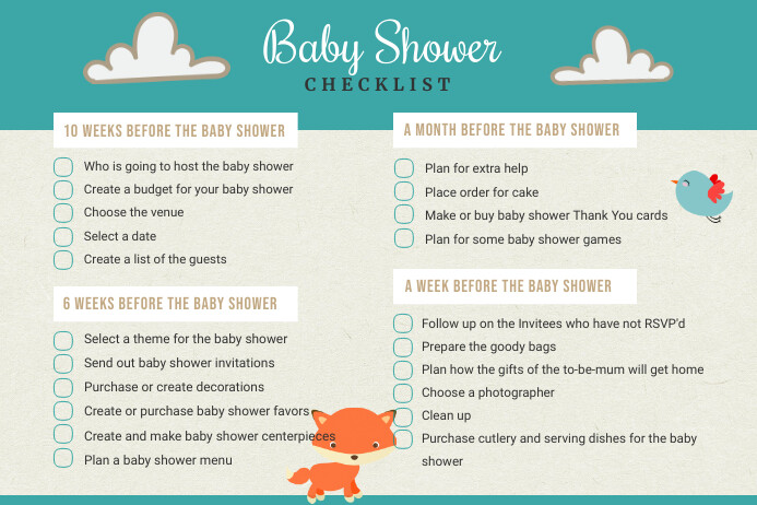 Transforme seu chá de bebê com um checklist visual no Canva