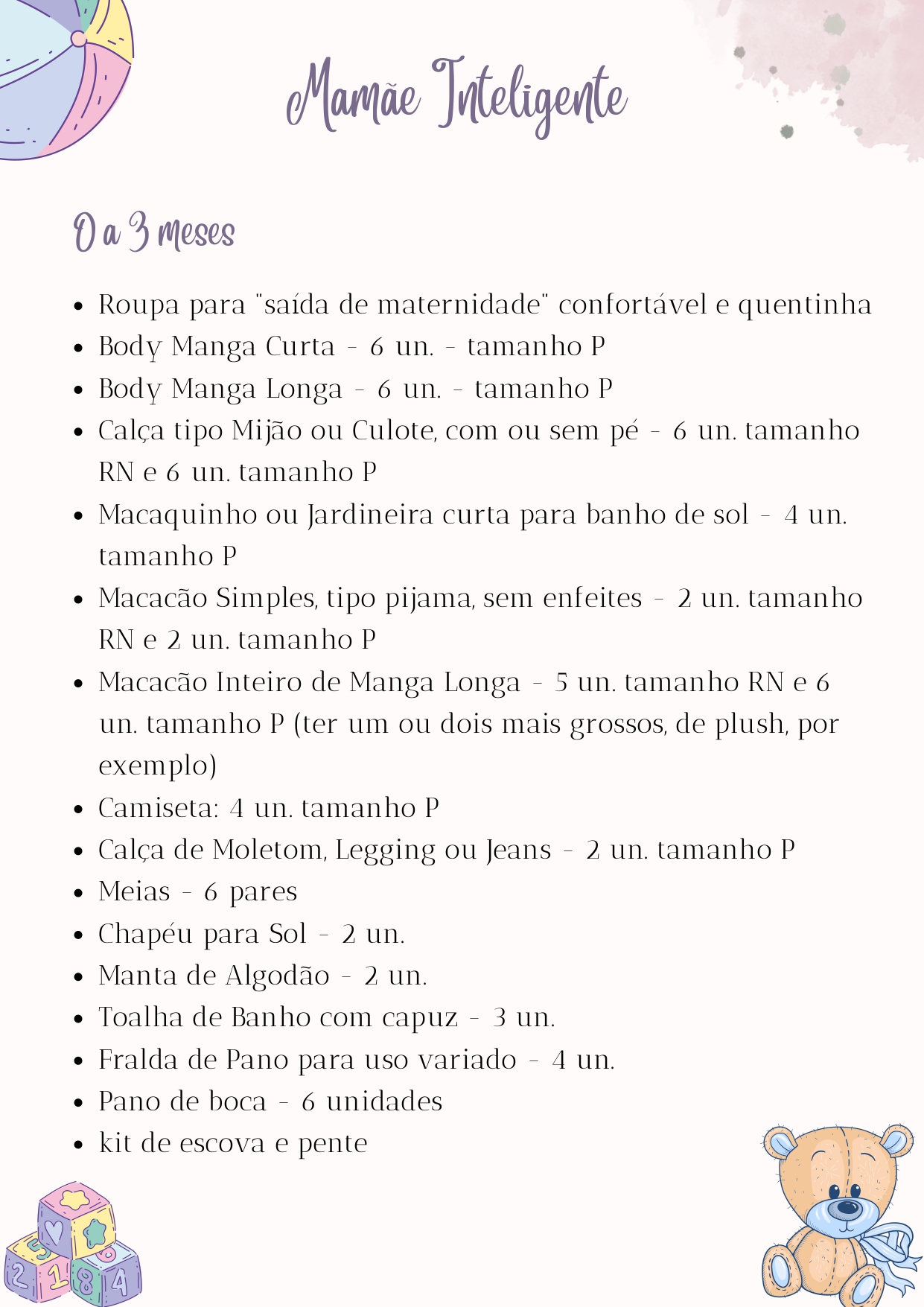 lista enxoval bebe essencial