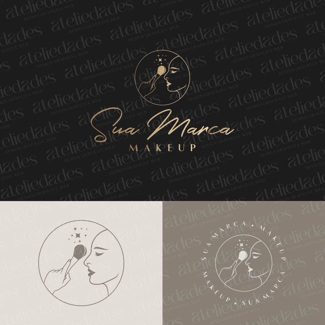 logotipo com pincel de maquiagem