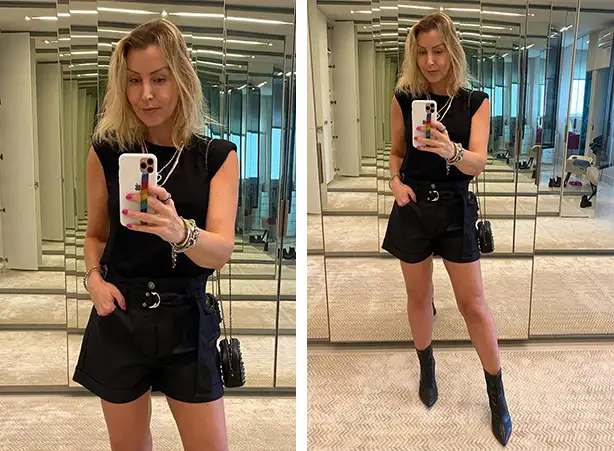 look bermuda preta feminina
