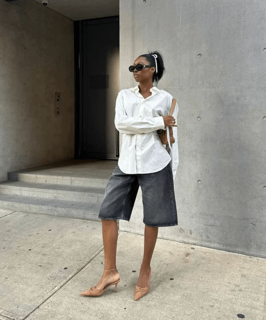 look bermuda preta feminina