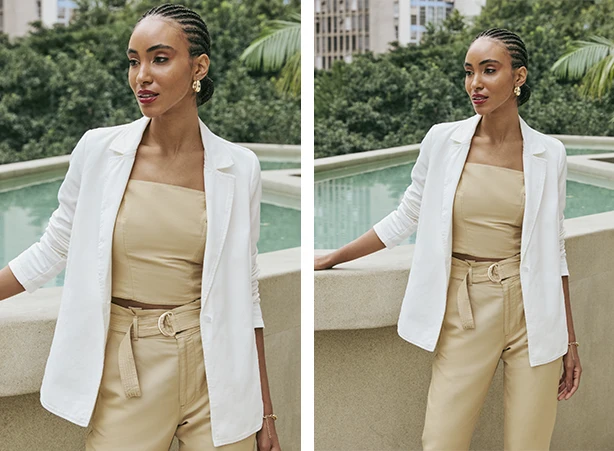 blazer branco feminino curto