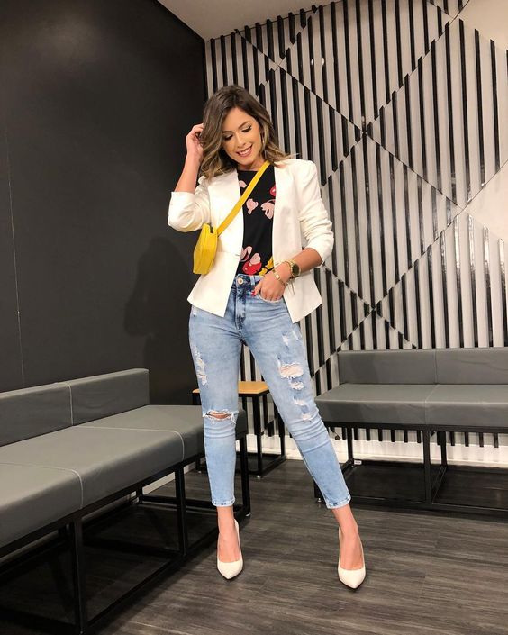 blazer branco feminino com vestido