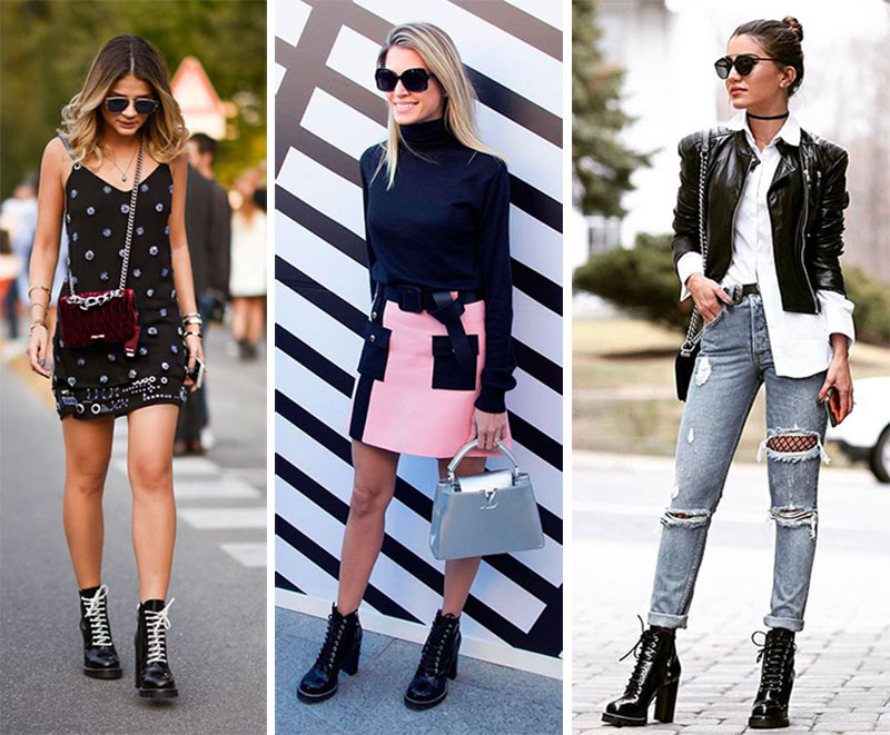 look calça jeans e coturno de salto