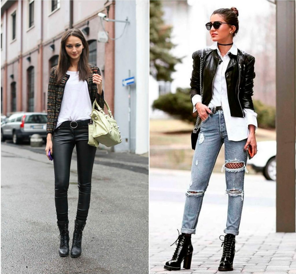 look calça jeans e coturno de salto