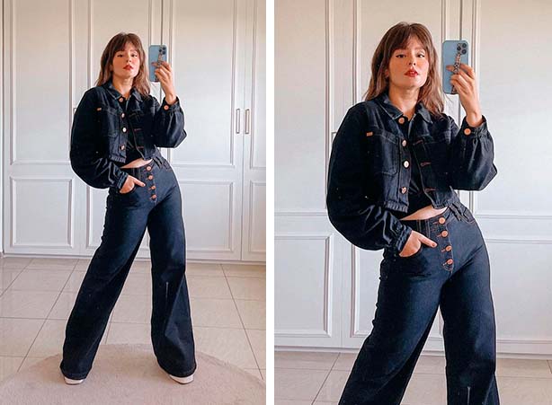 inspiracoes look calca wide leg preta