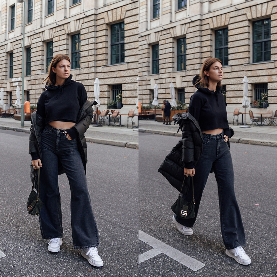 look calca wide leg preta para trabalho