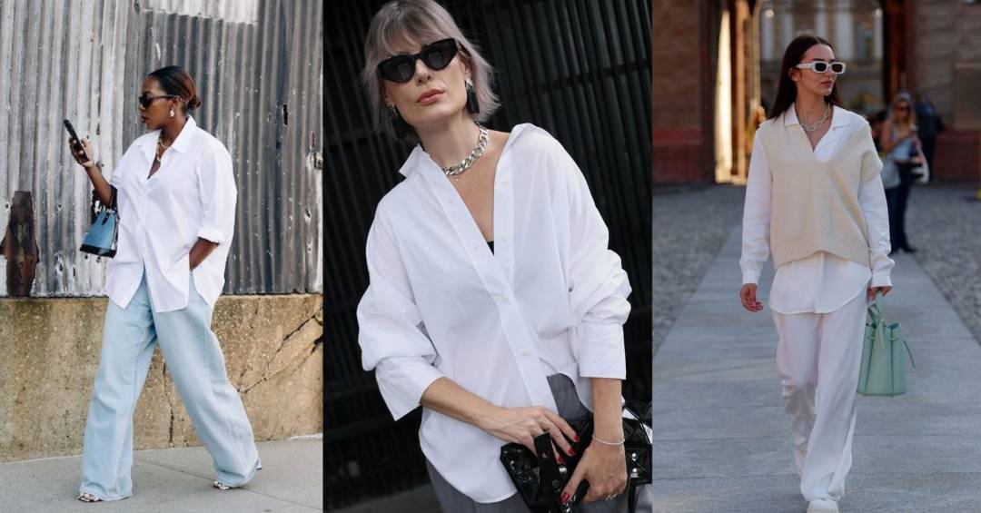 look camisa branca oversized inverno