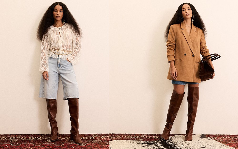 looks com bota de cano alto e saia