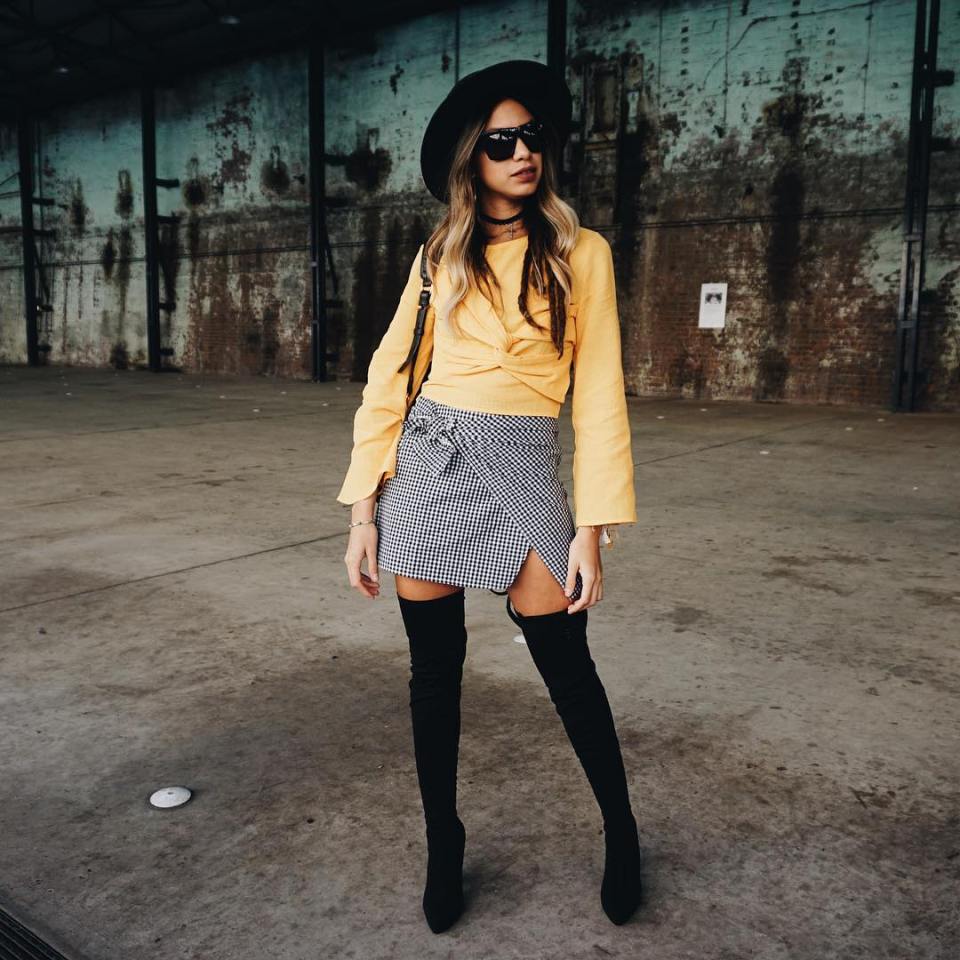 look com bota meia e calça pantacourt