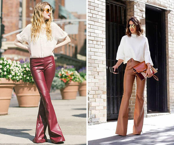 calça courino com camisa
