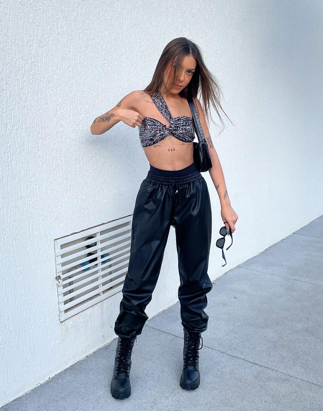 calça courino cropped