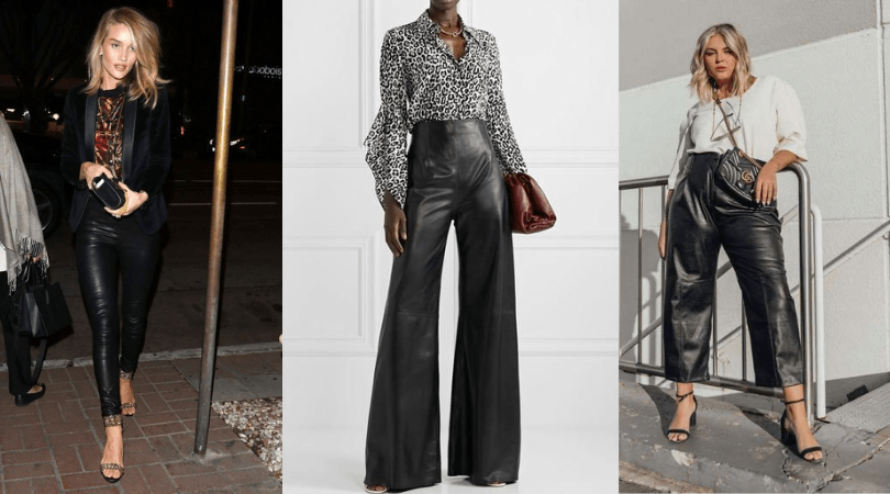 look com calça de couro verde militar