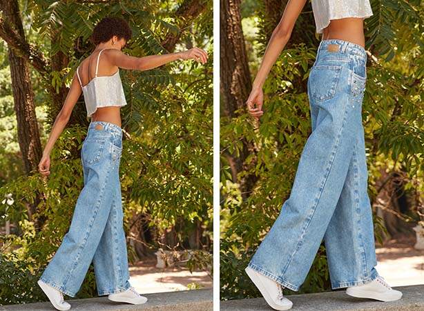 look com calca jeans e tenis