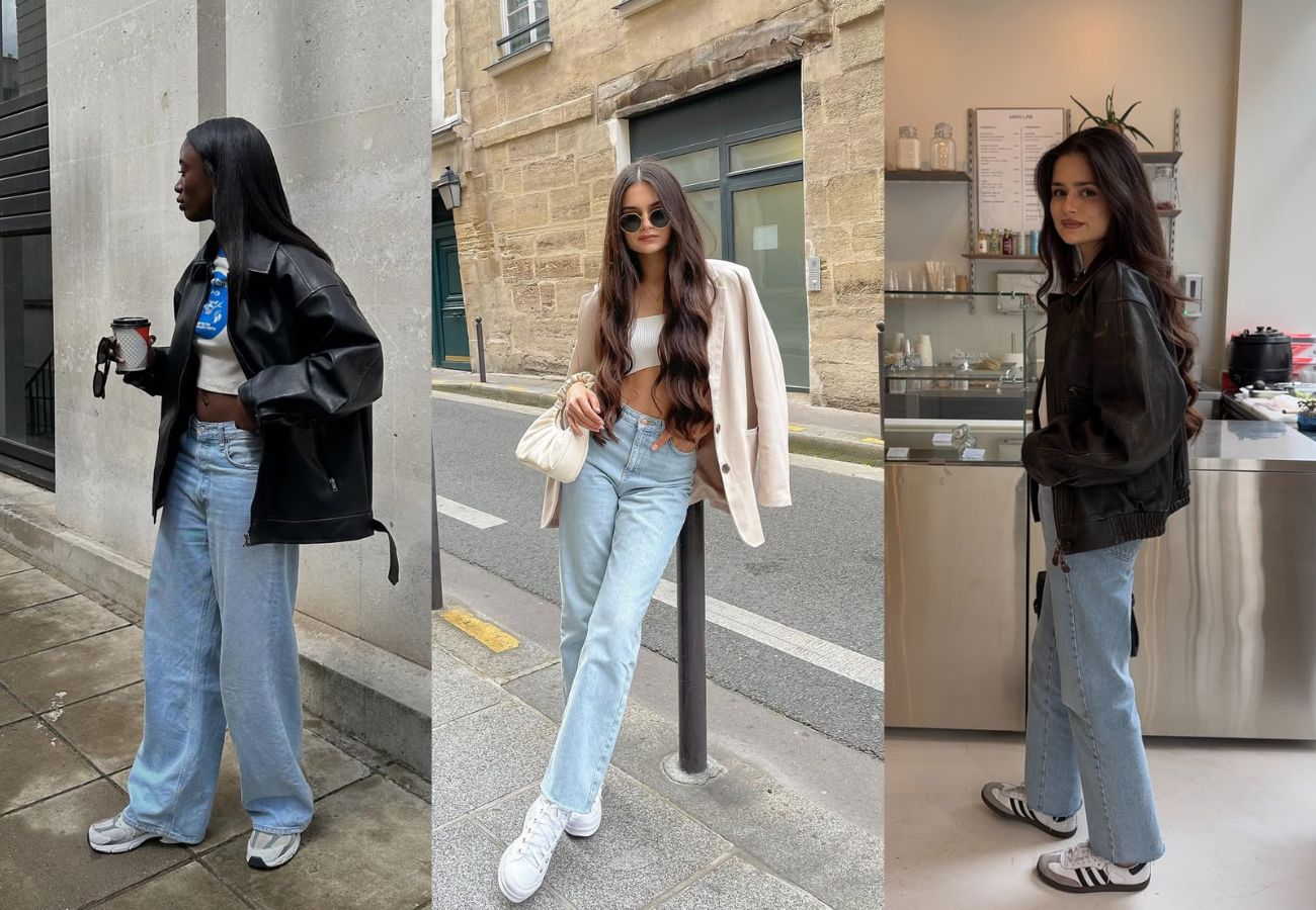 look com calca jeans e tenis