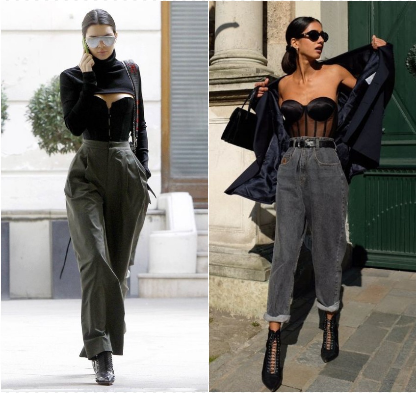 como usar corset com jeans mom