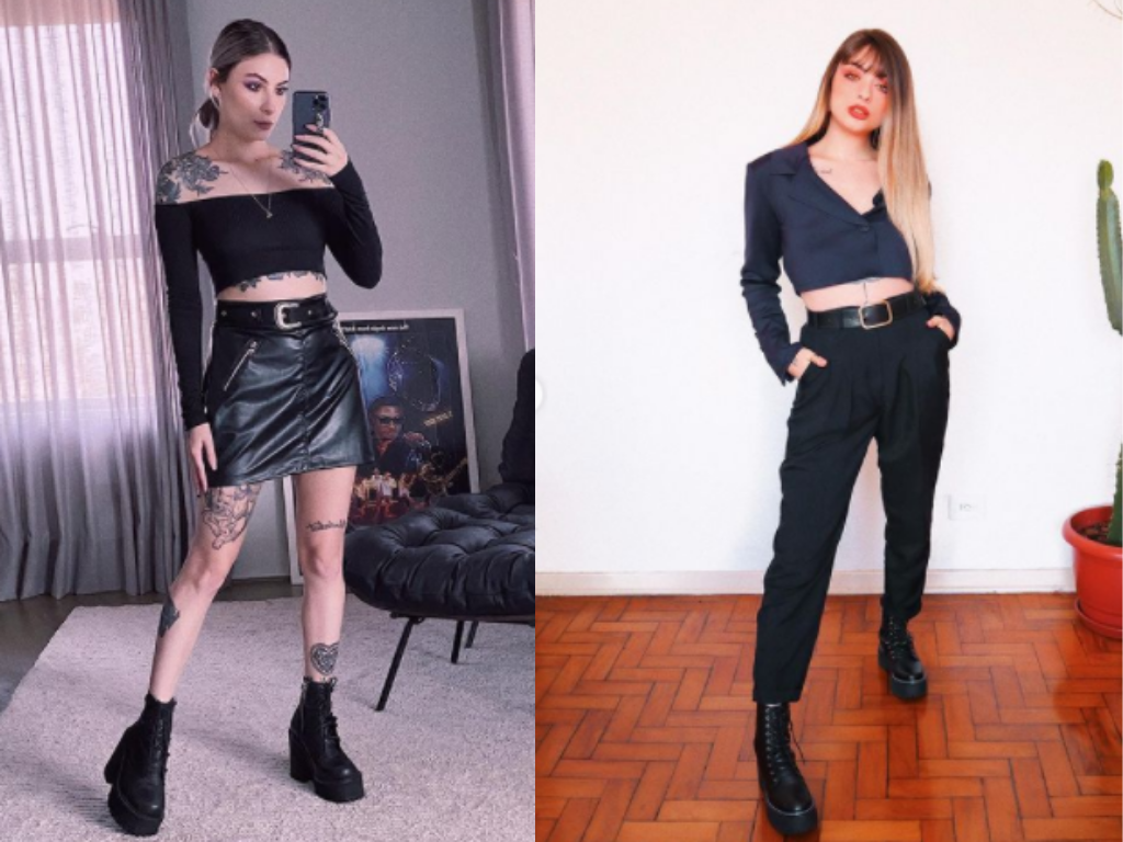 looks com coturno e vestido