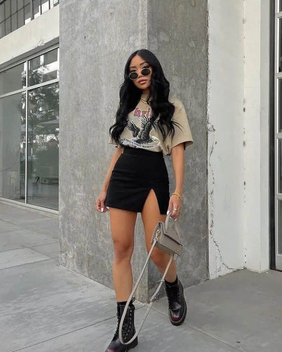 looks com coturno e calça de couro