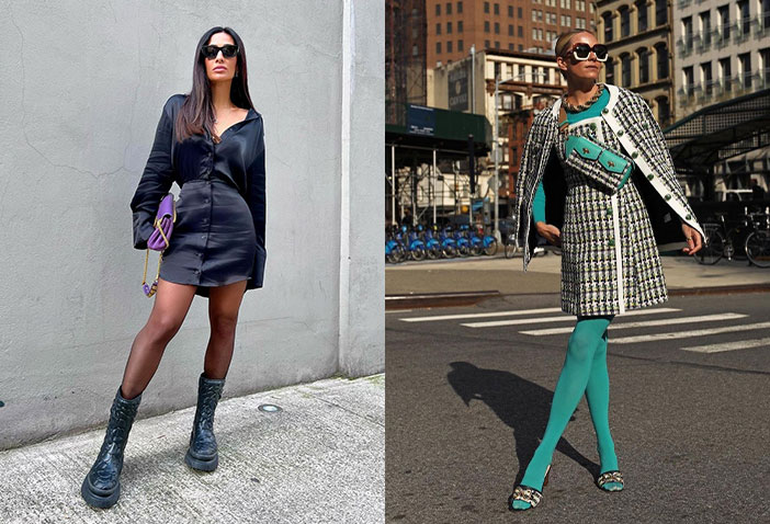 como não errar ao usar meia calça em looks