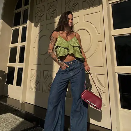 inspiração look pantalona jeans para festa