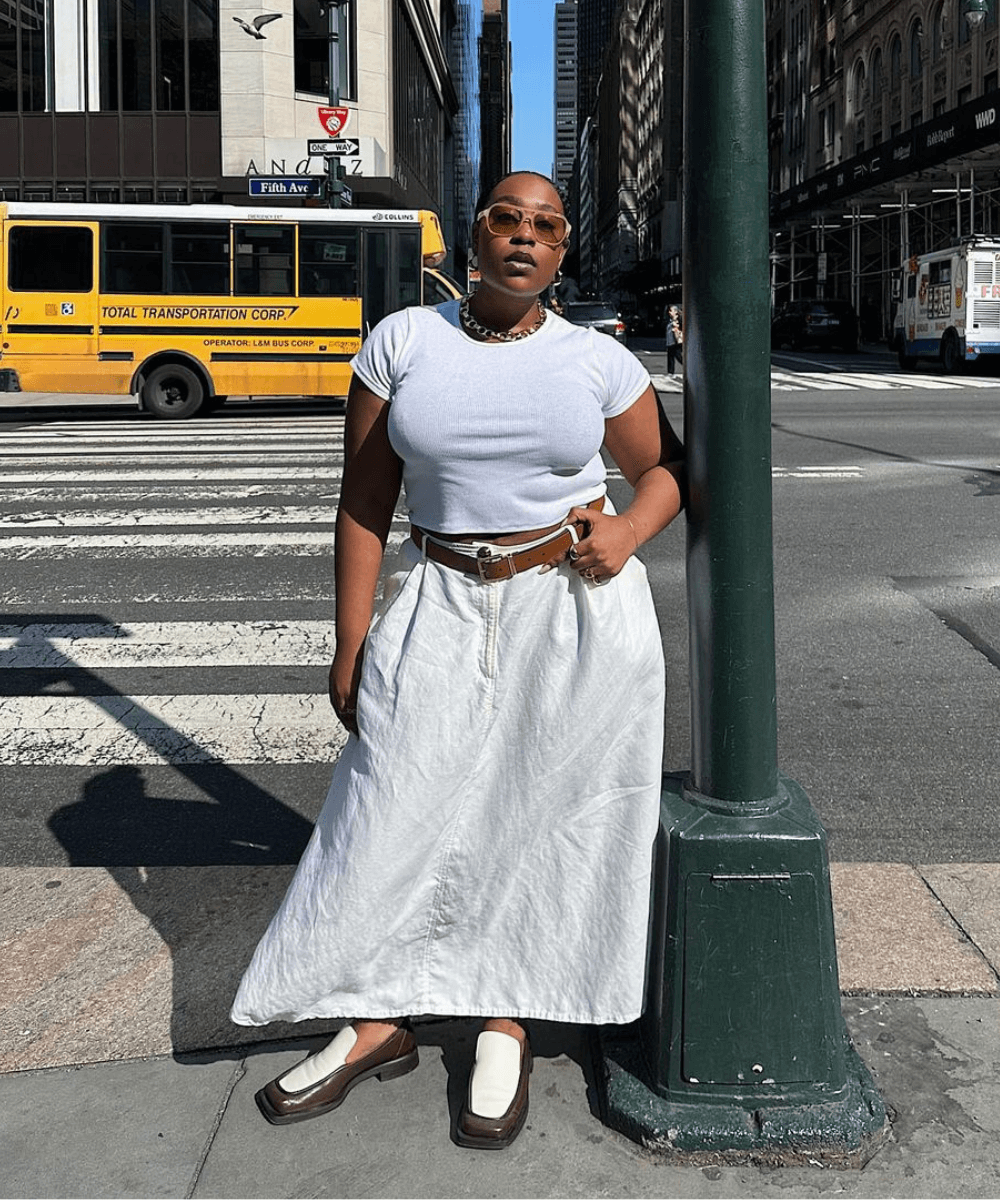 inspiração looks saia branca para noite
