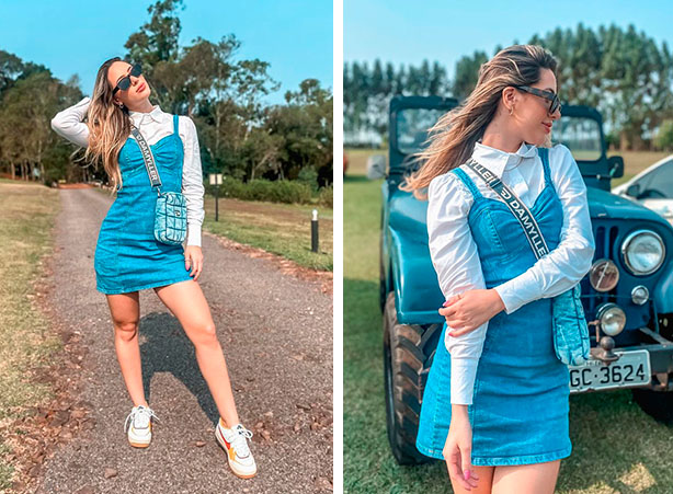 inspiração looks vestido jeans para festa