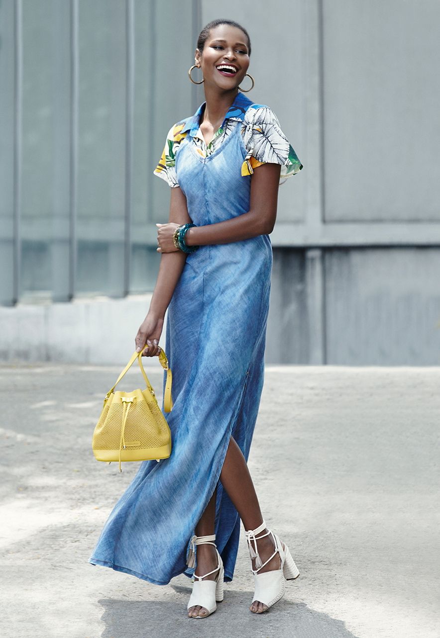 look vestido jeans