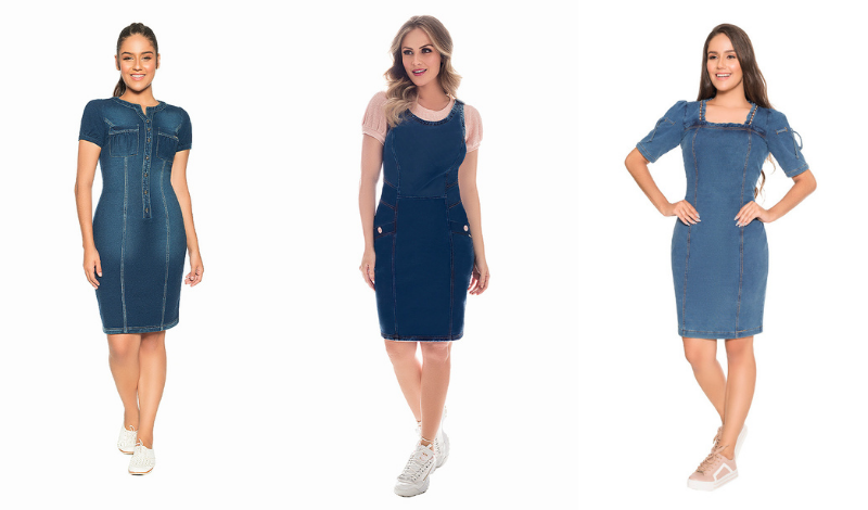 vestido jeans curto vs longo qual escolher