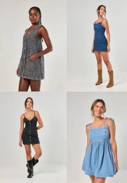 inspiração looks vestido jeans para festa
