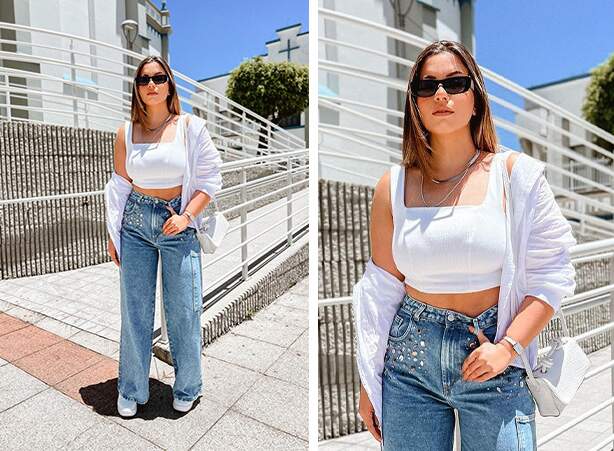 looks com calça jeans clara feminina