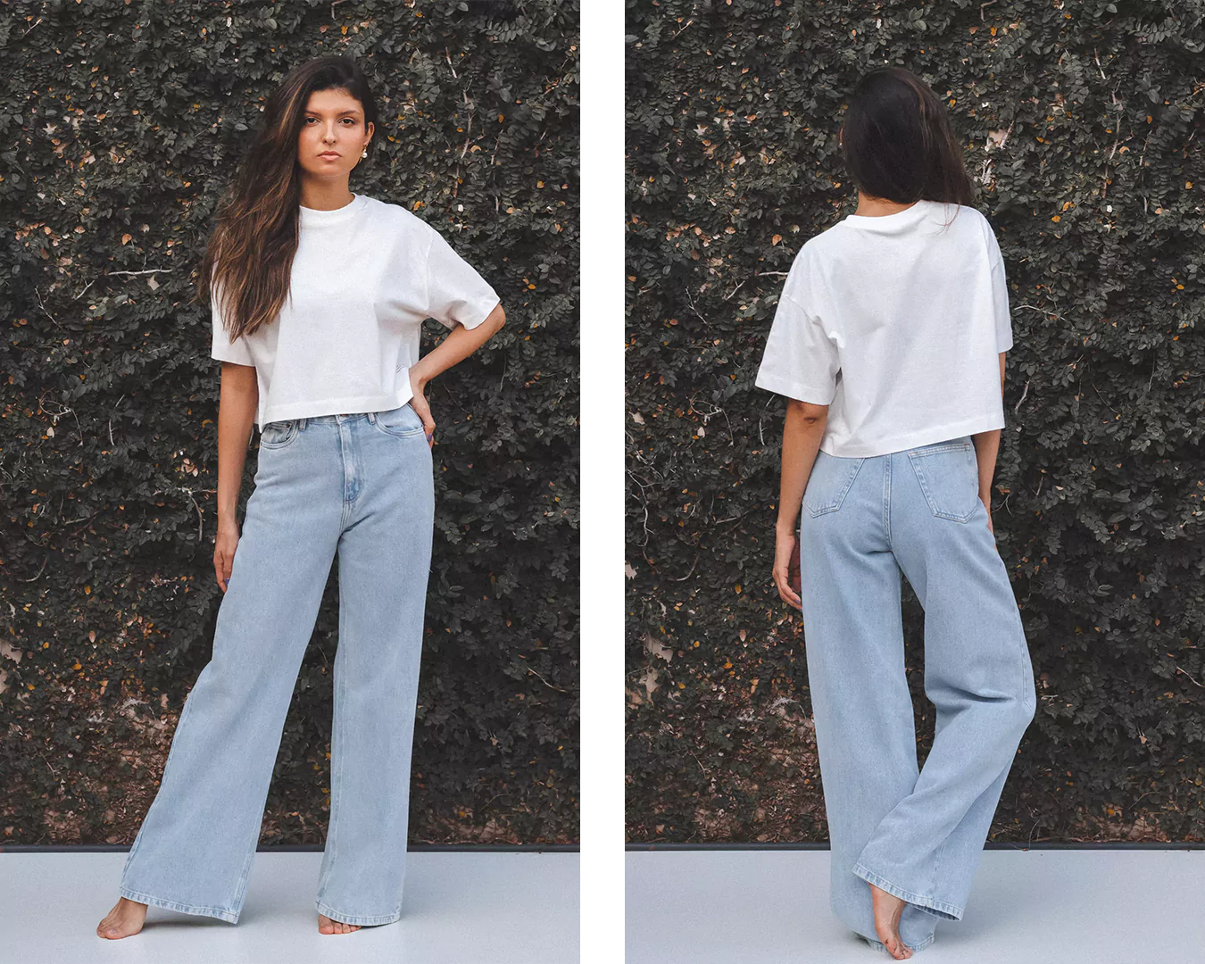 looks calça jeans clara mom jeans com blazer