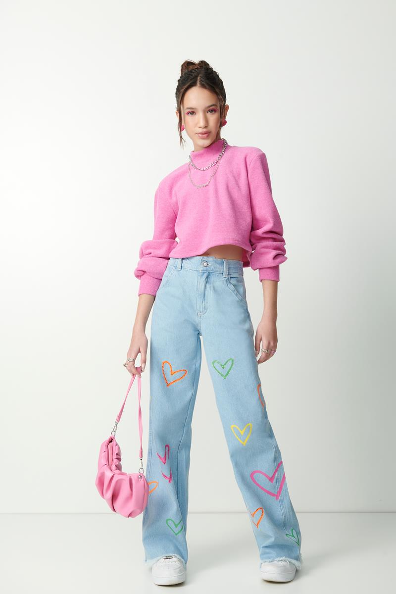 calça wide leg colorida